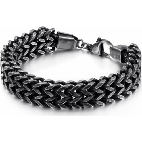 Fashion Stainless Steel Color Gold Black Link Chain Bracelets Mesh Chain Bracelet For Men Biker Jewelry Accessories