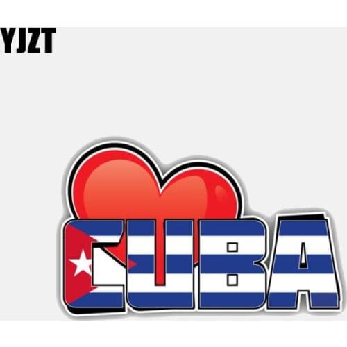 YJZT 11.4CM*7CM Personality Cuba Heart Flag Motorcycle Helmet Decal Car Sticker 6-3025