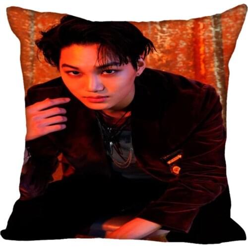 New Custom Kpop EXO KAI Pillowcases Printed Square Silk Pillowcase Home Decorative zipper Satin Pillowcases (One Side)