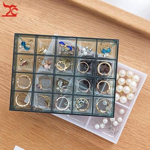 Plastic Transparent Jewelry Box Multi - Lattice Jewelry Box Earrings Receiving Box Jewelry Organizer bead storage containers