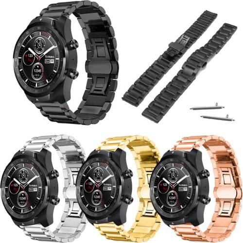 20mm 22mm Stainless Steel Band Strap Butterfly Buckle For Ticwatch Pro 3 E2 S2 GTX