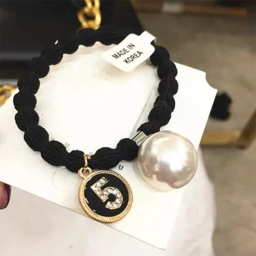 White Big Pearl Flower Camellia Hair Ties Ropes Luxury Handmade Rose Alloy Elastic Hair Band Princess Crystal Hair Accessories