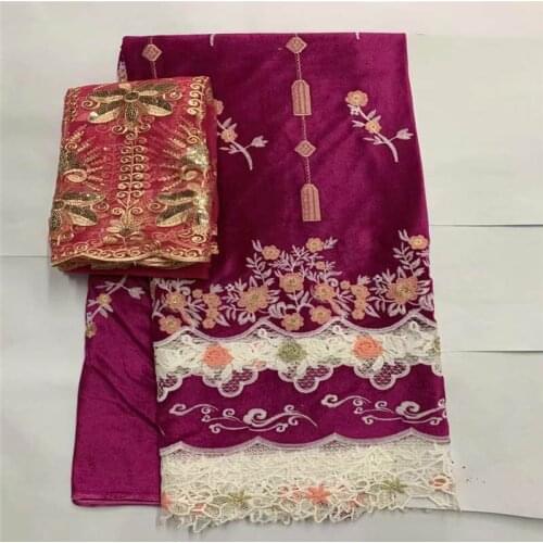 /CQU) 5+2yards African Velour Lace Fabric Nigerian Embroidered Fabric, High Quality French Lace Fabric For Women! (22