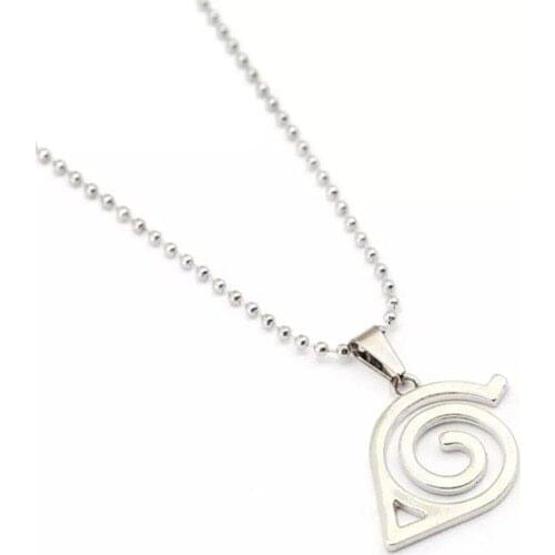 Alpine Collection Naruto Anime Gray Metal Symbol Chain Necklace