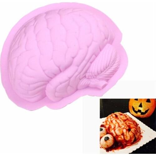 Silicone Mold 3D Brain Shape Halloween Mold DIY Cake Decorating Tools Cupcake Cookie Baking Fondant Chocolate Candy Clay Moulds