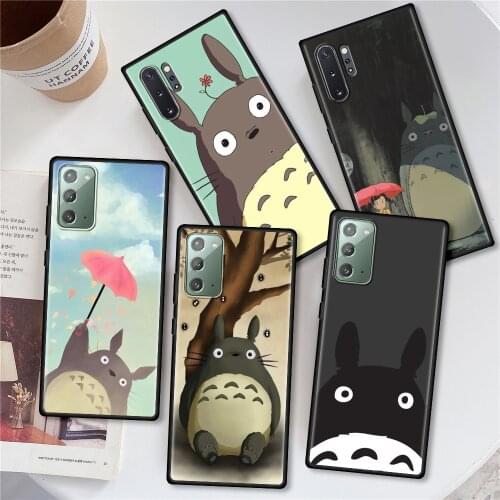 Silicone Case For Samsung Galaxy Note 20 Ultra 10 Lite S21 Plus S20 FE S10 A51 A50 Black Soft Phone Cover Studio Ghibli Totoro