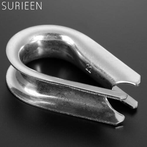 SURIEEN 1pc 22mm/7/8 inch Wire Rope Cable Thimble Clamps Marine Grade 316 Stainless Steel Boat Sleeve Clip Fittings Cable Crimps