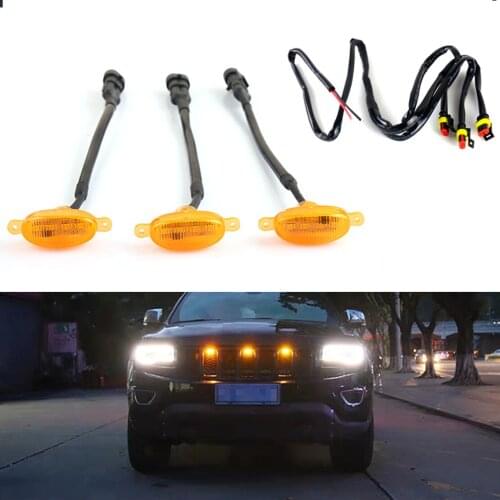 3Pcs Yellow Lens Car Front Grille LED Light Lamp Raptor Style Fit for GMC Canyon 2015 2016 2017 2018 2019 2020 2021