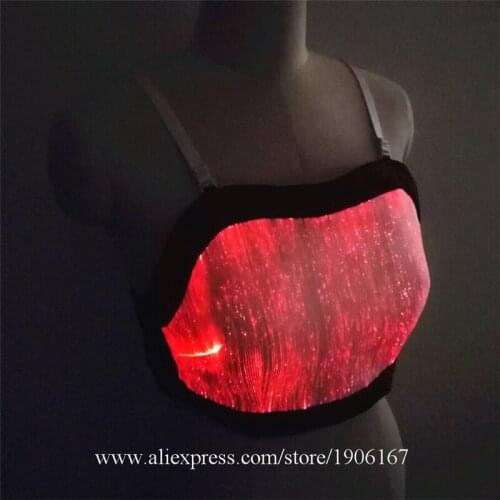 Led Luminous Fiber Optic Party Evening Dress Colorful Led Light Up Stage Performance Sexy Tube Top Event Led Illuminated Wears