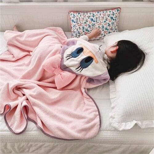Disney daisy Coral Fleece Fabric Blanket with Hooded Cute Cartoon Cosplay Cloak Cape Warm Wearable Fur Throw Blanket for Sofa