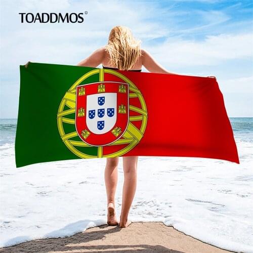 TOADDMOS Shower Towel Portugal Flag Print Fashion Kids Adults Quick Dry Soft Travel Face Towels Absorbent Swimming Yoga Blankets
