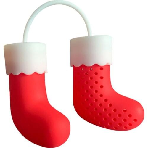 Creative Lovely Christmas Socks Glove Tea Strainer Silicone Tea Bag Reusable Strainer Filter Xmas Decoration