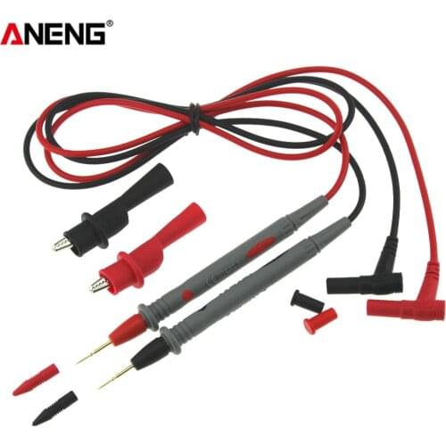 1 Pair 10A Digital Multimeter Probe Soft-silicone-wire Needle-tip Universal Test Leads with Alligator Clip