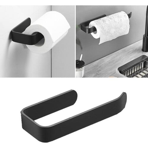 1Pc Simple Space Aluminum Wall-mounted Towel Bar U-shaped Cling Film Rack Bathroom Tissue Holder Home Supplies