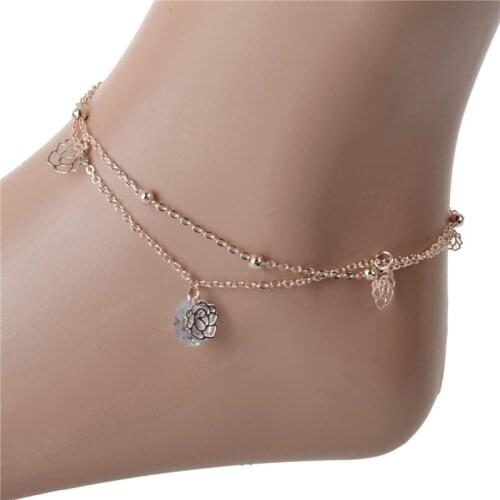 1 pc Women Charm Anklets Flower Carving Hollow Ankle Bracelet Foot Chain
