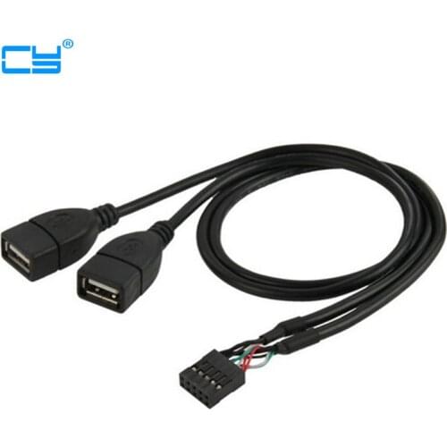 10 Pin Motherboard Female Header to Dual USB 2.0 Female Adapter Cable 50cm