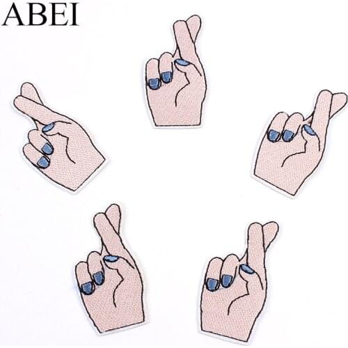 10pcs/lot Embroidered Hand Patch Iron On Gesture Stickers DIY Jeans Backpack Coats Appliques Handmade Garments Accessories Badge