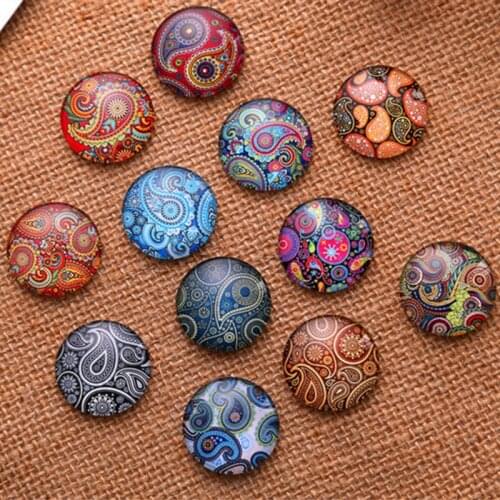 12mm 14mm 16mm 30mm Fashion Charm Flowers Pattern Round Handmade Photo Glass Cabochons Flat Dome Cover Pendant Cameo Settings