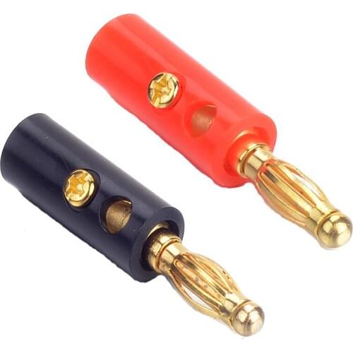 12Pcs Black and Red 4mm Audio Speaker Screw Banana Gold Plate Plugs Connectors
