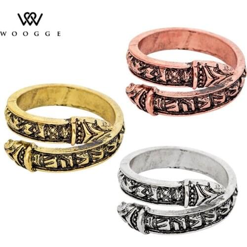 2018 Fashion Jewelry New Adjustable Norse Viking Rune Dragon Viking Runes Elder Futhark Ring Vintage Animal Rings For Women Men