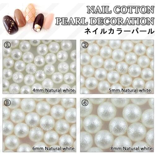 50pcs /lot nail natural white cotton Pearls Round Wedding Nail Art Craft Decoration