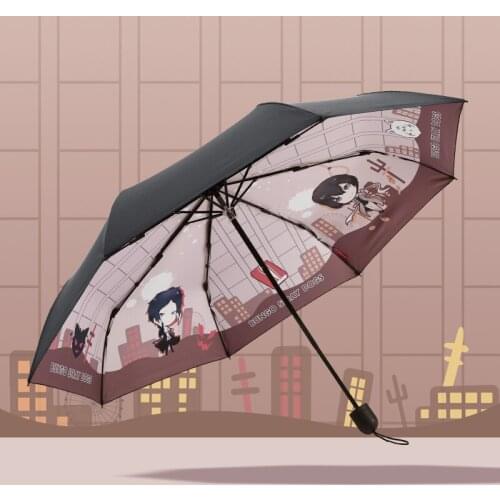 Anime Bungo Stray Dogs Nakajima Atsushi Dazai Osamu Cosplay Folding Sun Rain Umbrella Men Women Anti-UV Travel Parasol Sunshade