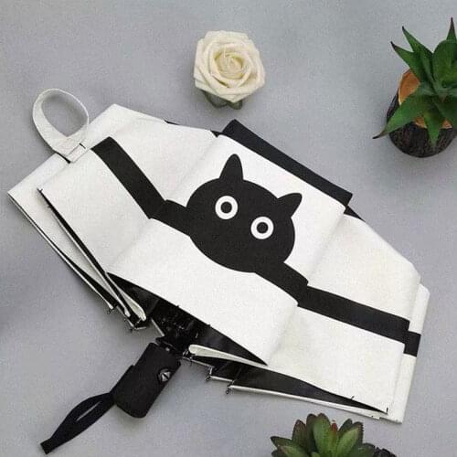 Automatic Parasol Black Rubber Layer Sun Umbrella Sun Protection Windproof UV Rain Dual-Use Folding Umbrella