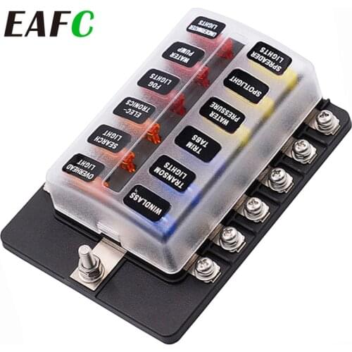 12/6 Ways Car LED Blade Holder Fuse Box Modified Terminal Block Fuse with LED Warning Light for Car Boat Marine Trike 12V 24V