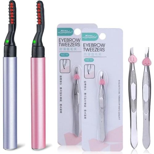 Electric Heated Eyelash Curler Eyelashes Curler Quick Heating Natural Eyelash Curler Long Lasting Makeup+eyebrow clip
