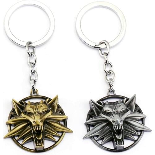 ZXMJ Wizard 3 Wild Hunt Game Key Chain Metal wolf head keyring Gaming Peripherals Zinc alloy Wolf head personality hot sale