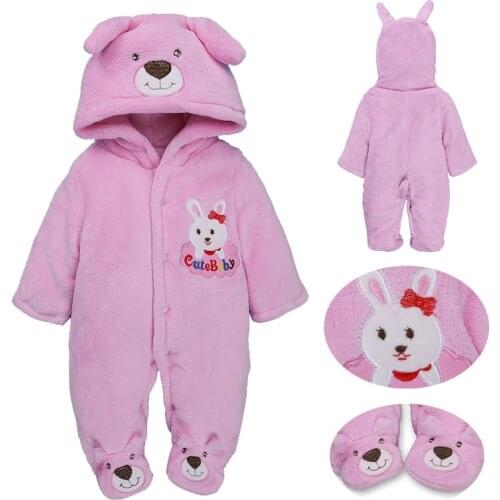 Baby Clothes Newborn Thickened One-piece Coral Fleece Cartoon Romper Quilted Outing Cloth For Newbies Jumpsuit Footies Bodysuit