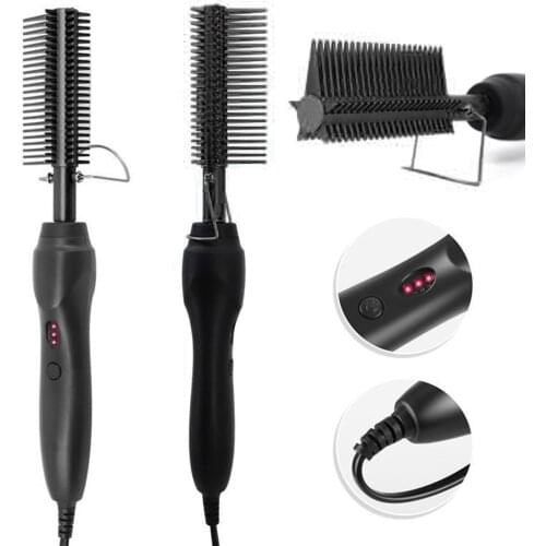 Electric Hot Comb Portable Brush for African American Afro Hair EU Black
