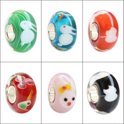 Emith Fla 100% 925 Sterling Silver Large Hole Animals Charm Bead Fit European Bracelet Bangle Jewelry DIY Accessories