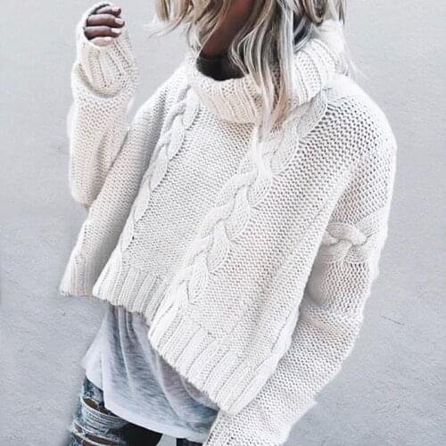 Hot Sale!Women Sweater Turn-down Collar Computer Knitted Casual Pullovers Winter Clothes Women Plus Size Sweater Knitted Sweater