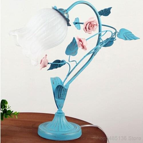 Korean Glass Rose Flower Table Light LED Art Art Decor Restaurant Bar Table Lamp Bedroom Bedside Lamp Living Room Study Lighting
