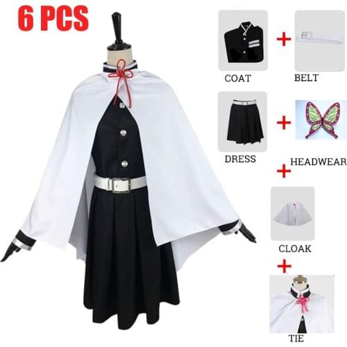 Kanao Tsuyuri Demon Slayer: Kimetsu no Yaiba Cosplay Costume Halloween Canirval Costumes Cloak+Top+ Skirt + Belt + Headwear +Wig