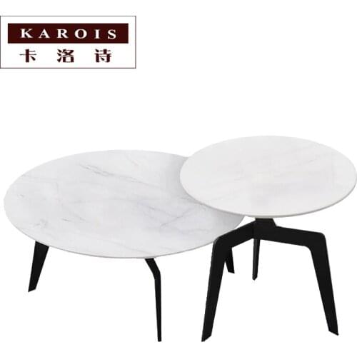 Living Room Creative Marble Coffee Table Combination Simple Coffee Table Modern Minimalist Round Edge Table