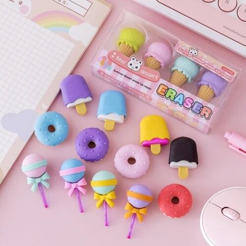 12box Eraser Kids Toy Student Popsicle Ice Cream Office School Supplies Award Painting Art Soft New Gift Stationery Wholesale