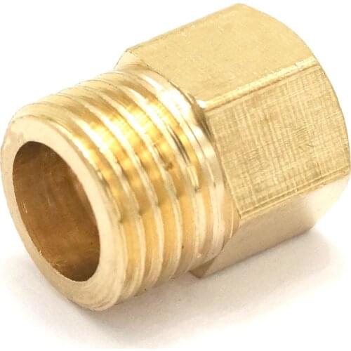 Brass Reducer Hex Head M8x1mm Female to 1/4" BSP Male Thread Reducing Bush Adapter Fitting for Pressure Gauge