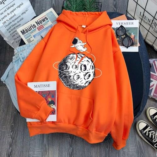 Flying Astronaut Cartoon Printed Mens Streetwear Creativity Pullover Hoodie Hip Hop Oversize Hoody Fashion O-Neck Man Hoodies
