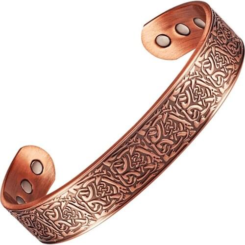WOLLET Magnetic Jewelry 7'' Mens 8 Magnets Magnetic Copper Bracelets for Men Arthritis Bangle Health Healing Pain Relief