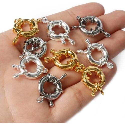 5pcs Copper Gold Color 11/13/15mm Metal Clavicle Necklace Clasp Spring Clasp For DIY Fashion Jewelry Making Finding Accessories