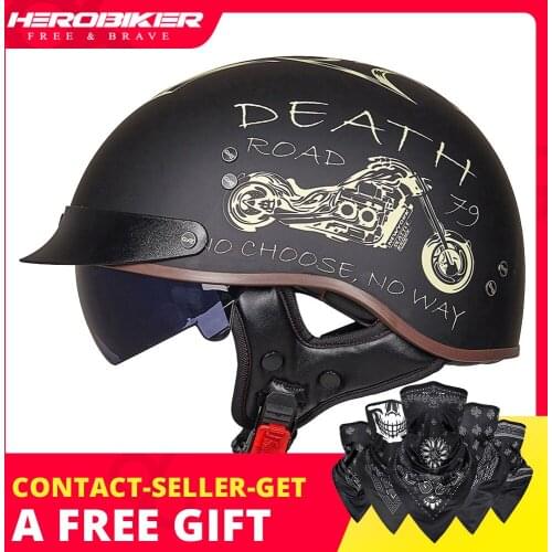 HEROBIKER Motorcycle Helmet Retro Casco Moto Helmet Open Face Scooter Motorbike Racing Riding Helmet With DOT Certification