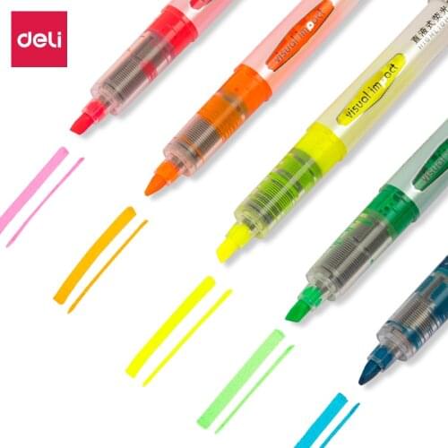 Deli direct liquid fluorescent pen set key marker pen hand account water use marker pen five color mixed student office 33530