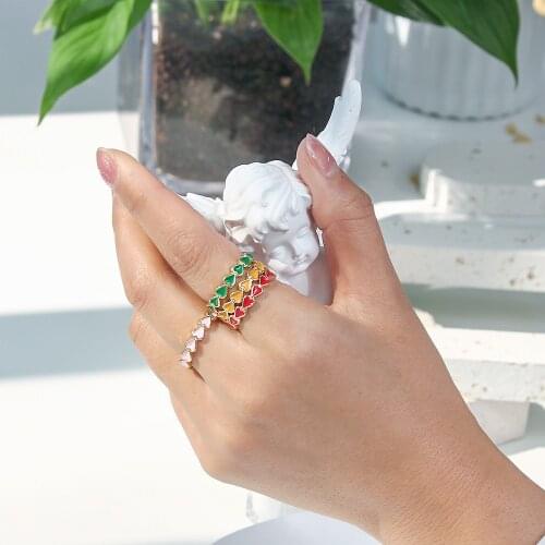 New Colorful Enamel Heart Surrounded Lovely Stacking Rings for Women Minimalist Gold Rings for Best Friend Cute Heart Ring