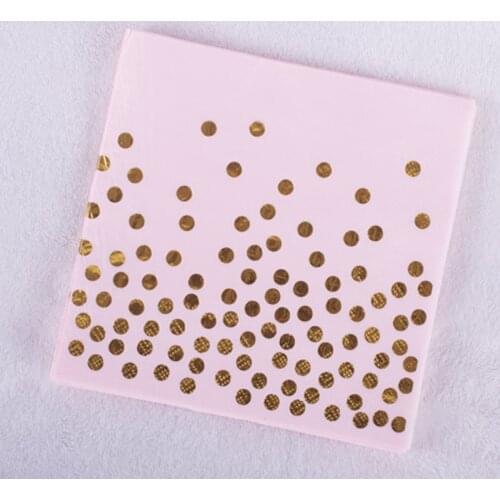 20pcs Pink Foil Gold Dots Stars Disposable Napkins Birthday Party Supplies Baby Shower Decorations Pink Gold Dots Stars Towels