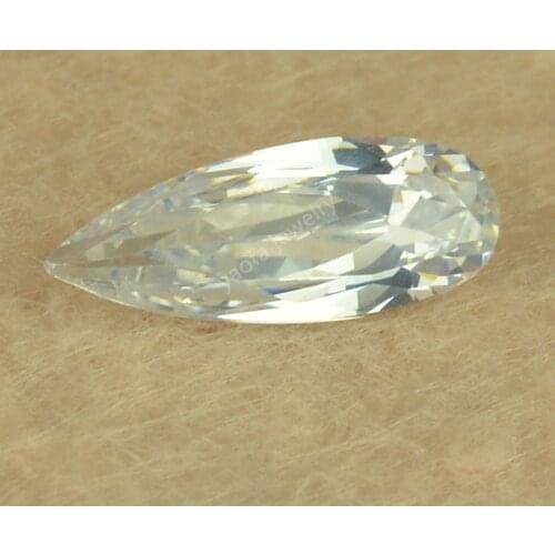 Wholesale 5A 2*3~13*18mm White CZ Stone Elongated Baguette Pear Shape Cut Loose Synthetic Cubic Zirconia Gems For Jewelry DIY