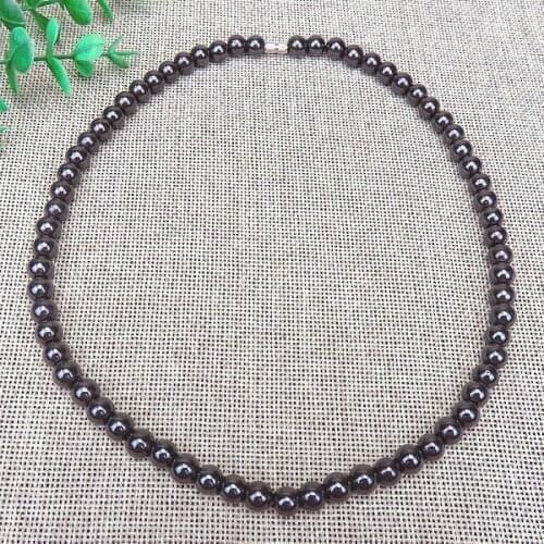 6/8mm Magnetic Hematite Beads Necklaces Vintage Round Black Bead Health Care Necklace Choker For Women Men Weight loss