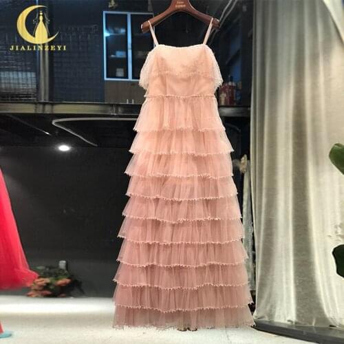Rhine real Pictures sexy spaghetti starp pink with Crystal Floor length evening dress long formal dresses