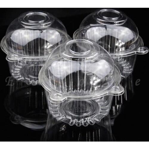 Plastic Clear Hinged Food Takeout Container Cupcake Cookie Favor Cake Box